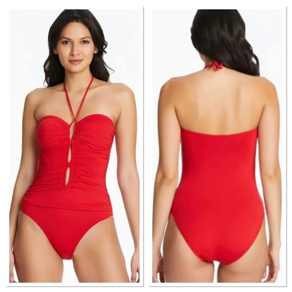 Bleu Rod Beattie All Tied Up Cozumel Bandeau One Piece Size 6 - Picture 1 of 7